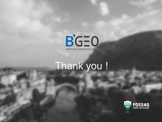 A graphic introducing BGEO as a Bronze Sponsor of FOSS4GE.