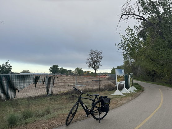 Construction in progress of the [Joe Biden] Park at Expo Idaho, my bike in the foreground. I hope Nazi Trump doesn’t cancel the funding.
