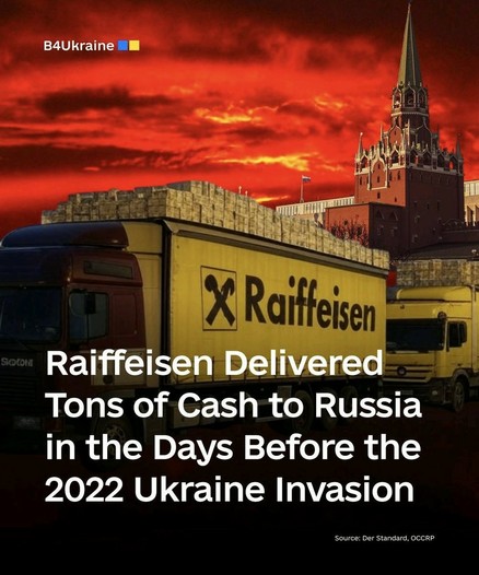 Raiffeisen Bank  Raiffeisen Delivered Tons of Cash to Russia in the Days Before the 2022 Ukraine Invasion 

Shipping container filled with cash 