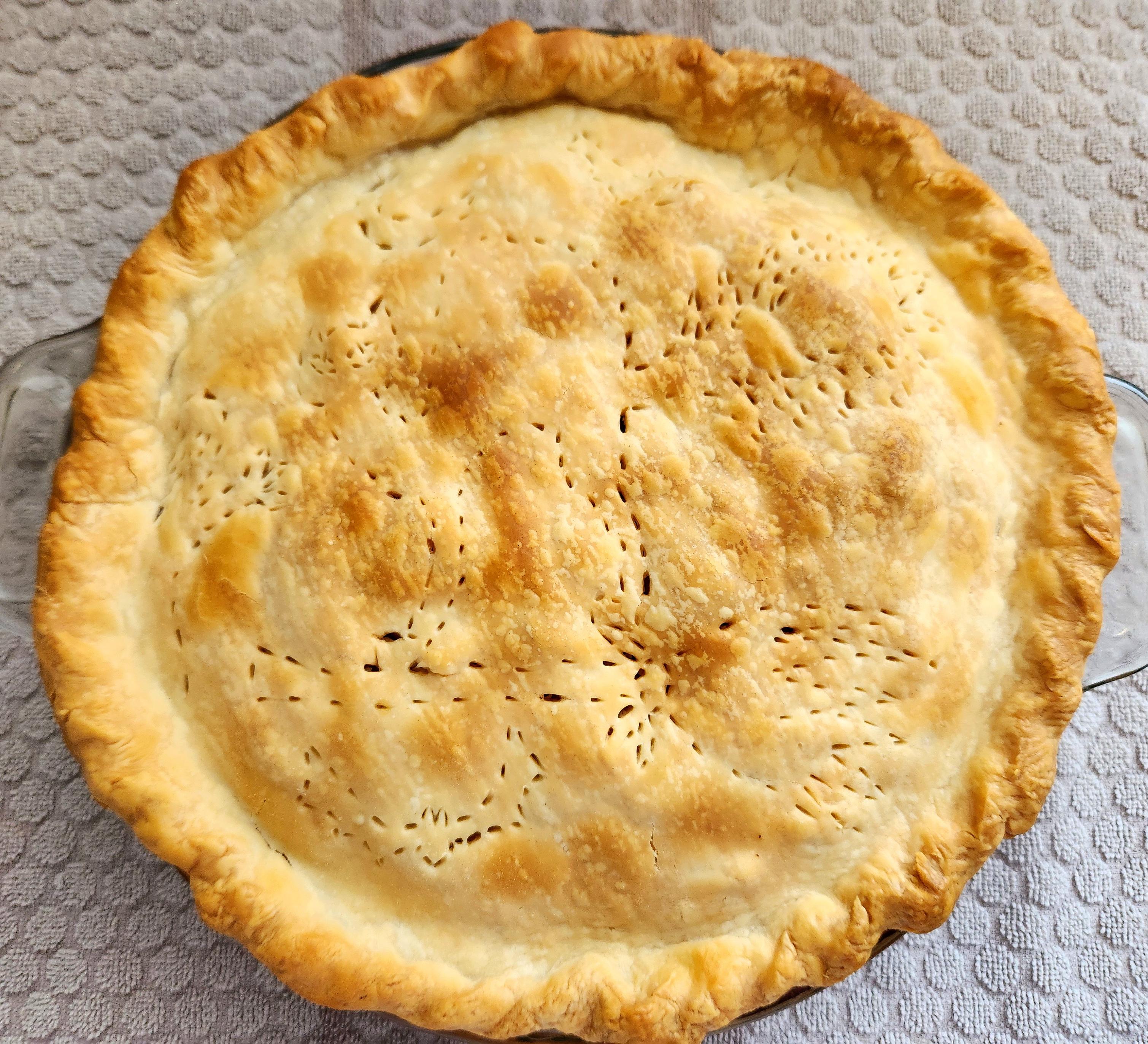Apple pie. Hot out of the oven.