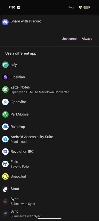 Android share menu for Hoopla